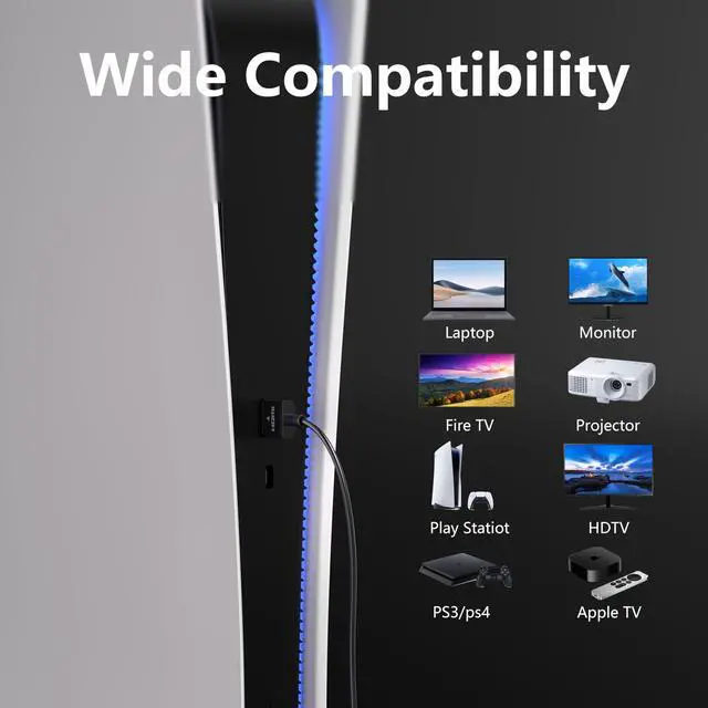 Alt view image 12 of 14 - Ultra Thin 8K HDMI 2.1 Certified Cable 3FT, Ultra High Speed 48Gbps, Short HDMI Cable, Support 8K@60Hz 4K@120Hz, Dynamic HDR, eARC, Compatible with PS5/Xbox/HDTV/Blu-ray/Monitor/Projector
