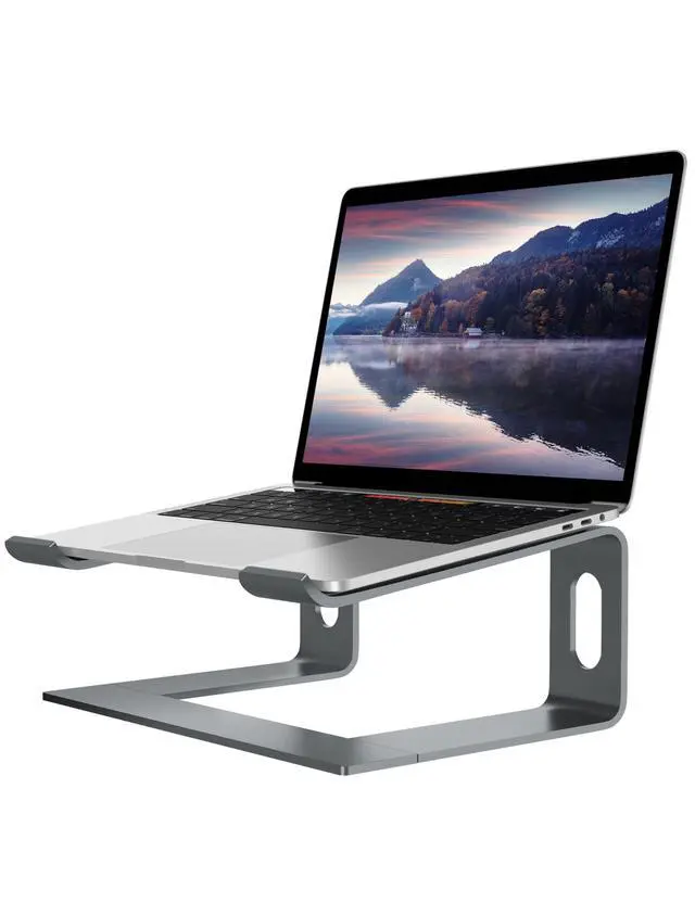 Alt view image 8 of 14 - Laptop Stand for Desk, Aluminum Computer Riser, Ergonomic Notebook Holder, Detachable Metal Laptops Elevator, PC Cooling Mount Support 10 to 15.6 Inches Notebook, Grey