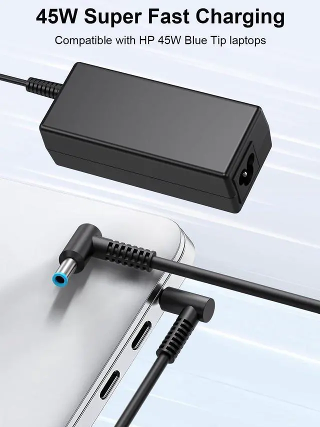 Alt view image 9 of 14 - 45W Laptop Charger for HP Laptop Computer,19.5V 2.31A Smart Blue Tip Power Adapter for HP Pavilion x360,Envy 11 13 15,EliteBook 840 G3 G5,Chromebook,Spectre,Stream 11 13 14 ProBook Notebook AC Adapter