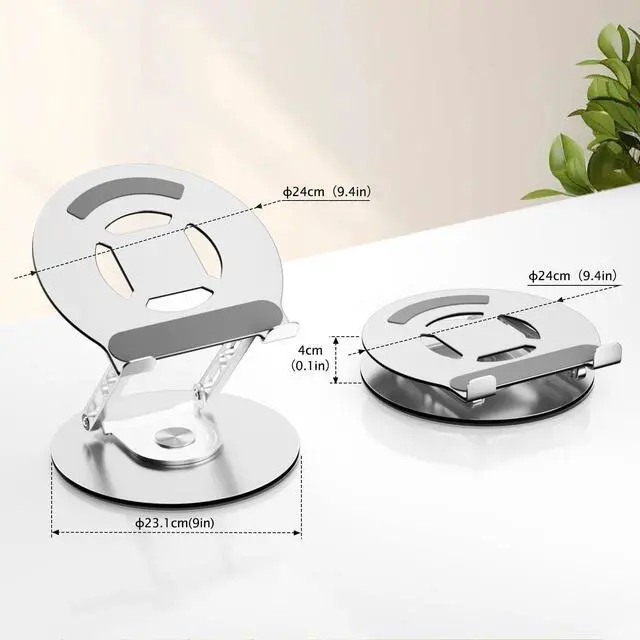 Alt view image 9 of 14 - Laptop Stand for Desk Adjustable Computer Stand with 360 Rotating Base Ergonomic Laptop Riser Mount for Desk Foldable Protable Computer Desk Fits with MacBook Pro Air, Round