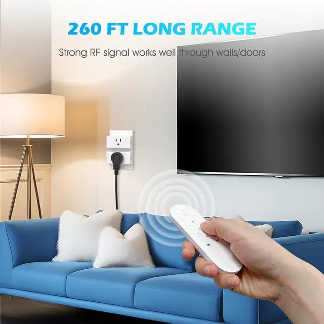 Alt view image 9 of 14 - Remote Control Outlet 15A Wireless Light Switch for Household Appliances, 260 FT Range, Electrical Outlet Switch, FCC Certified, ETL Listed, 4 Outlets + 1 Remote