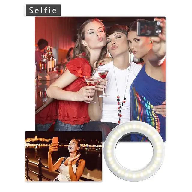 Alt view image 10 of 12 - Selfie Ring Light Rechargeable Portable Clip-on Selfie Fill Light with 40 LED for Smart Phone Photography, Camera Video, Girl