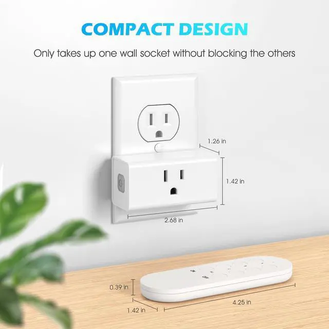 Alt view image 14 of 14 - Remote Control Outlet 15A Wireless Light Switch for Household Appliances, 260 FT Range, Electrical Outlet Switch, FCC Certified, ETL Listed, 4 Outlets + 1 Remote
