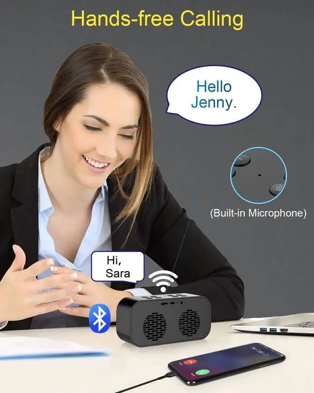 Alt view image 12 of 12 - Alarm Clock with Bluetooth Speaker for Bedroom/Office,Small Digital Clock for Heavy Sleepers Adults,Teens,Kids with Dual Alarms,Mirror LED Display,Hands-Free Calling.