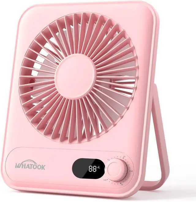 Alt view image 8 of 14 - Small Desk Fan Personal Fans: 5000mah 25 Hours Battery Office Quiet Mini Desktop Fan Portable Rechargeable Travel Essentials (Pink, 2000 mAh)