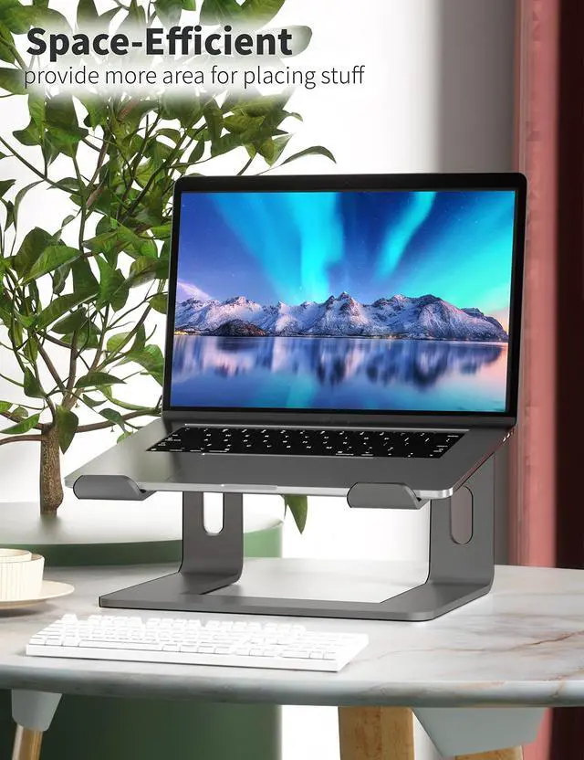 Alt view image 13 of 14 - Laptop Stand, Aluminum Computer Riser, Ergonomic Laptops Elevator for Desk, Metal Holder Compatible with 10 to 15.6 Inches Notebook Computer, Black