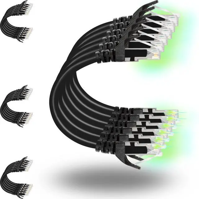 Alt view image 8 of 14 - Patch Cables Cat6 1ft (24 Pack), Ethernet Patch Cable 10G, Cat 6 Patch Cable for Patch Panel to Switch, Flexiable Cat 6 Ethernet Cable with Gold Plated Black