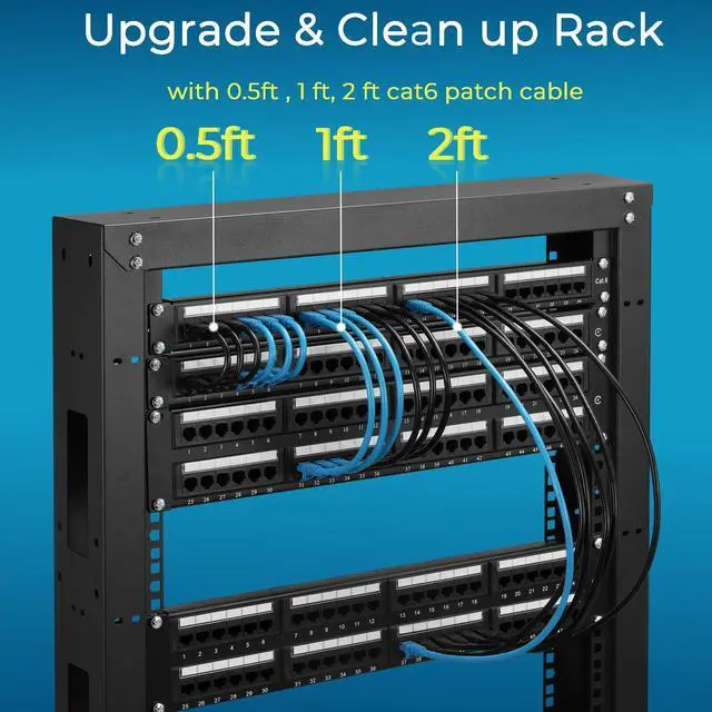 Alt view image 12 of 14 - Patch Cables Cat6 1ft (24 Pack), Ethernet Patch Cable 10G, Cat 6 Patch Cable for Patch Panel to Switch, Flexiable Cat 6 Ethernet Cable with Gold Plated Black