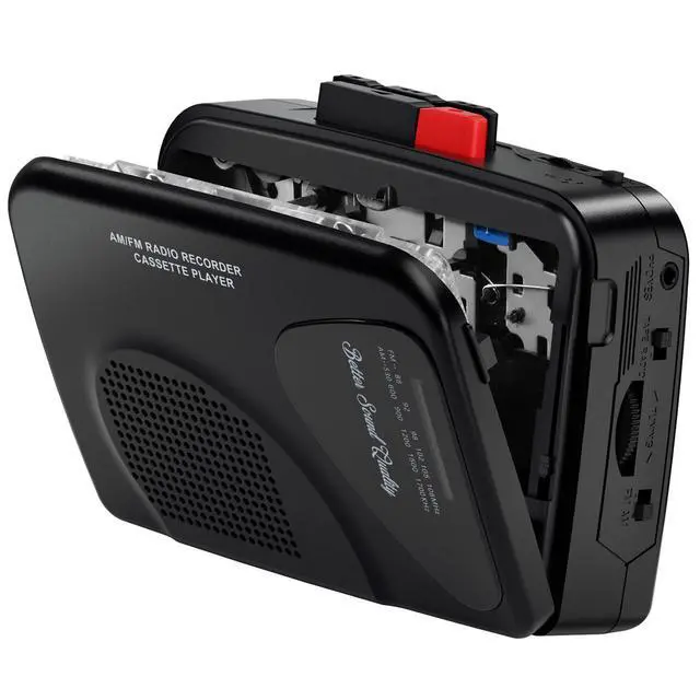 Alt view image 7 of 12 - Cassette Player Tape Recorders AM/FM Radio, Portable Tape Player Records Built in Speakers Manual Record - 2AA Battery Or DC 5V Supply with 3.5MM Earphone- Black
