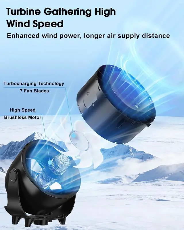 Alt view image 9 of 14 - Small Desk Fan, 4000mAh Portable Misting Quiet Table Fan with Digital Display, Wall-Mouted Design USB Rechargeable Desk Fans for Office Bedroom Home Travel Outdoor Black