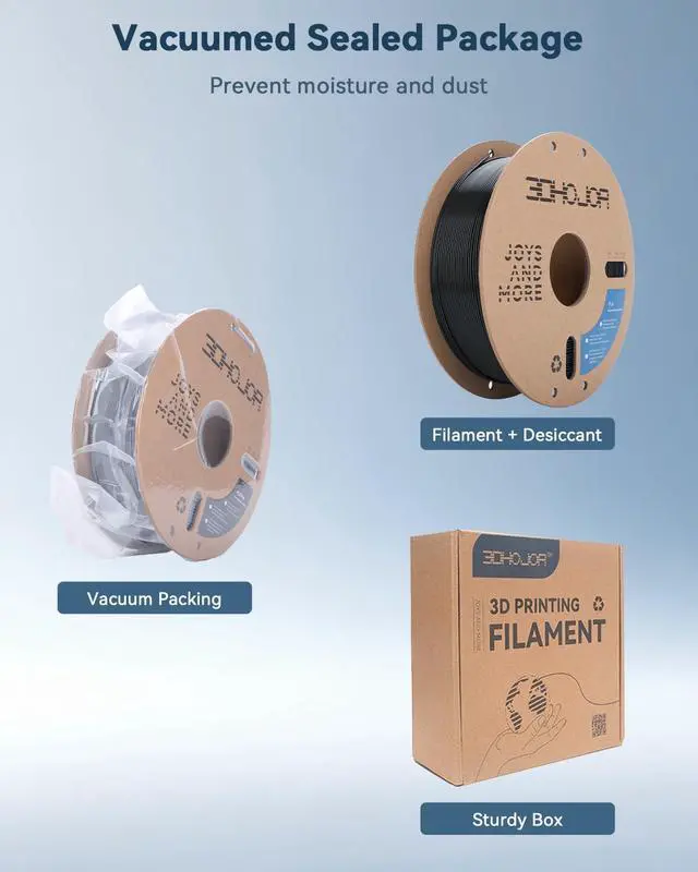 Alt view image 12 of 14 - PLA Filament 1.75mm Black,3D Printing Filament,1kg Cardboard Spool (2.2lbs), Fit Most FDM 3D Printer,Dimensional Accuracy +/- 0.03 mm,Vacuum Packaging, No Brittle Filaments