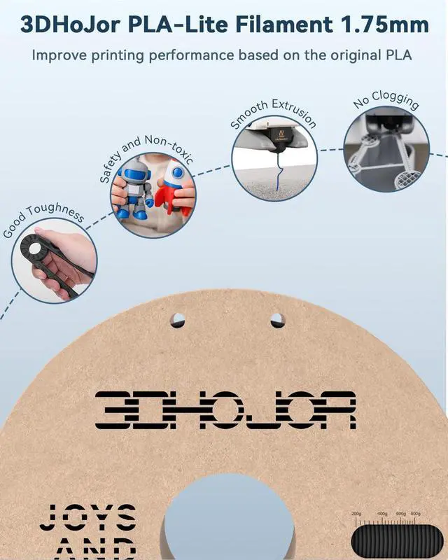 Alt view image 11 of 14 - PLA Filament 1.75mm Black,3D Printing Filament,1kg Cardboard Spool (2.2lbs), Fit Most FDM 3D Printer,Dimensional Accuracy +/- 0.03 mm,Vacuum Packaging, No Brittle Filaments