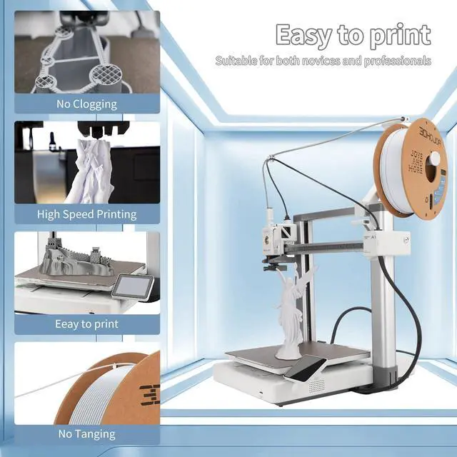 Alt view image 10 of 14 - 3D Printing Filament High-Speed PLA Filament 1.75mm 300mm/s 1kg Cardboard Spool Dimensional Accuracy +/- 0.03 mm Fit Most 3D FDM Printer-Cold White