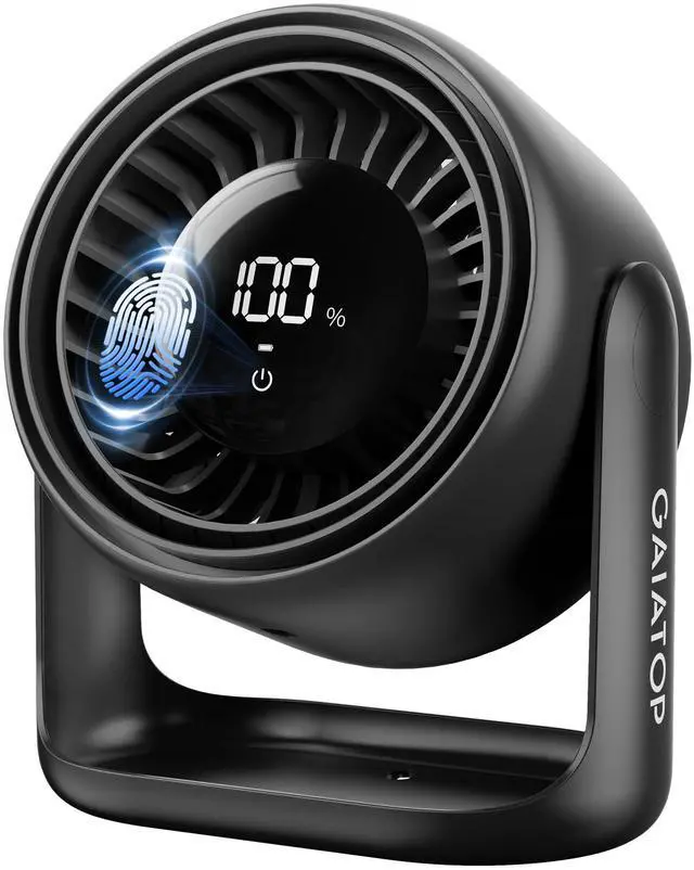 Alt view image 13 of 14 - Desk Fan with Touch Control, 4000mAh Battery, 5 Speeds Ultra Quiet Bedroom Fan with LED Display, 90° Tilt, 7.7 Inch USB-C Rechargeable Desktop Fan for Dorm Office Room Home Office, Black