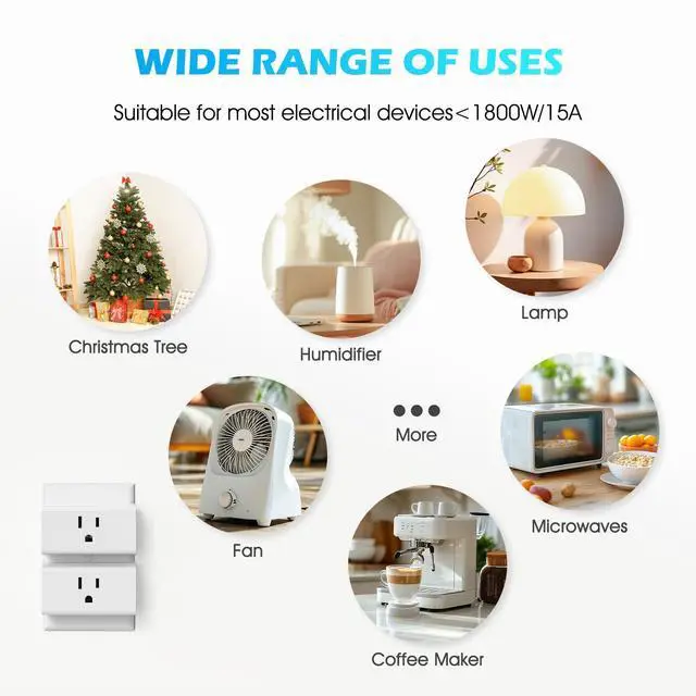 Alt view image 12 of 14 - Remote Control Outlet 15A Wireless Light Switch for Household Appliances, 260 FT Range, Electrical Outlet Switch, FCC Certified, ETL Listed, 4 Outlets + 1 Remote