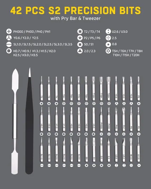 Alt view image 9 of 14 - 46 in 1 Mini Precision Screwdriver Set with Metal Case, Magnetic Small Screwdrivers with Phillips, Pentalobe, Torx for Glasses, Watch, iPhone, Macbook, Laptop, Computer, PC, PS5, Jewelers, Toys