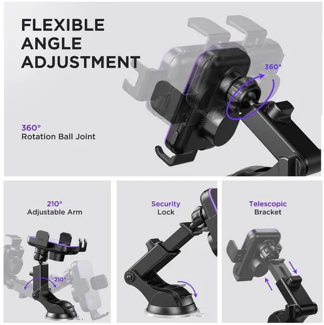 Alt view image 14 of 14 - Wireless Car Charger,7 Colored RGB Backlit 15W Auto Clamping Phone Holders for Your car fit for iPhone 16 15 14 Mini Pro Max, Samsung Galaxy S25 Ultra S24 S23+, etc, Fathers Day for Gifts