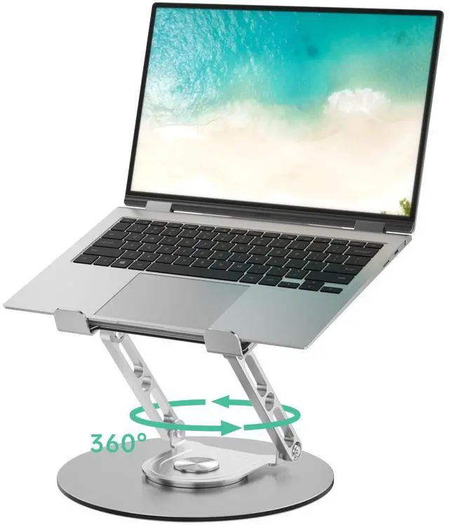 Alt view image 8 of 14 - Laptop Stand for Desk Adjustable Computer Stand with 360 Rotating Base Ergonomic Laptop Riser Mount for Desk Foldable Protable Computer Desk Fits with MacBook Pro Air, Round