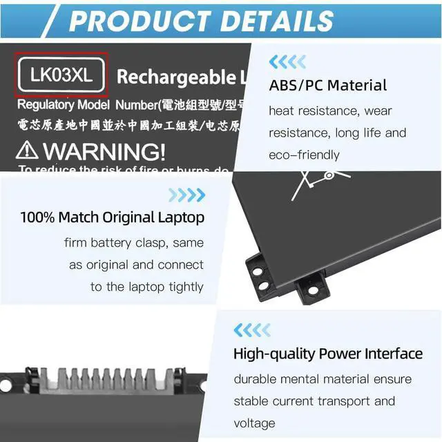 Alt view image 12 of 14 - LK03XL Battery for HP Envy X360, L09281-855 Battery Replacement for HP Envy X360 Convertible 15m-cn0011dx 15m-cn0012dx 15m-cn0xxx 17m-bw0013dx 17m-ae1xx 15m-bp112dx 916814-855 916368-421 LKO3XL