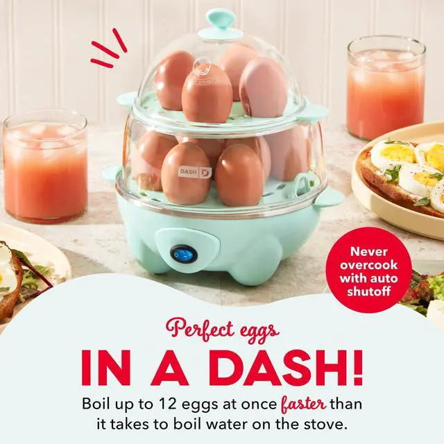 Alt view image 9 of 14 - Deluxe Egg Cooker - Boiler, Poacher & Steamer - Includes Measuring & Recipe Guide - Dishwasher Safe - BPA Free - Holds 12 Eggs, Aqua