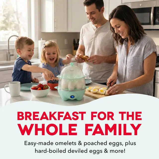 Alt view image 10 of 14 - Deluxe Egg Cooker - Boiler, Poacher & Steamer - Includes Measuring & Recipe Guide - Dishwasher Safe - BPA Free - Holds 12 Eggs, Aqua