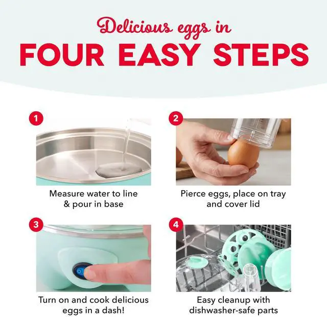 Alt view image 11 of 14 - Deluxe Egg Cooker - Boiler, Poacher & Steamer - Includes Measuring & Recipe Guide - Dishwasher Safe - BPA Free - Holds 12 Eggs, Aqua