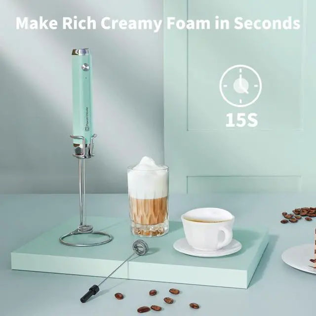 Alt view image 9 of 14 - Rechargeable Milk Frother with Stand, LunaFro Handheld Electric Foam Maker Waterproof Detachable Stainless Steel Whisk Drink Mixer Foamer for Lattes, Cappuccino