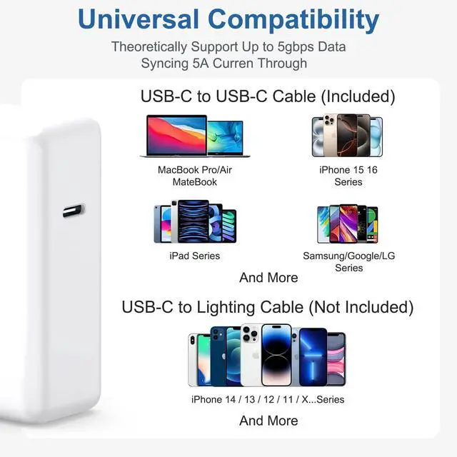 Alt view image 13 of 14 - 10FT Mac Book Pro Air Charger, Long Type C Charging Cable with 118W 96W 87W 61W USB Type C(USB-C) Fast Power Adapter, Compatible with MacBook Air Pro and All USB-C Devices