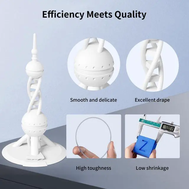 Alt view image 10 of 14 - High Speed 3D Printer Filament 1.75mm Bundle, Rapid PLA Filament with High Prints Quality, Dimensional Accuracy +/- 0.02mm, 1KG Reusable Spool, 2KG Pearl Black+Bright White