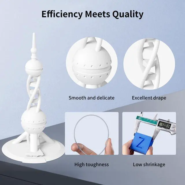 Alt view image 11 of 14 - High Speed 3D Printer Filament 1.75mm Bundle, Rapid PLA Filament with High Prints Quality, Dimensional Accuracy +/- 0.02mm, 1KG Reusable Spool, 2KG Pearl Black+Bright White