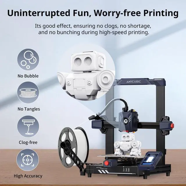 Alt view image 12 of 14 - High Speed 3D Printer Filament 1.75mm Bundle, Rapid PLA Filament with High Prints Quality, Dimensional Accuracy +/- 0.02mm, 1KG Reusable Spool, 2KG Pearl Black+Bright White