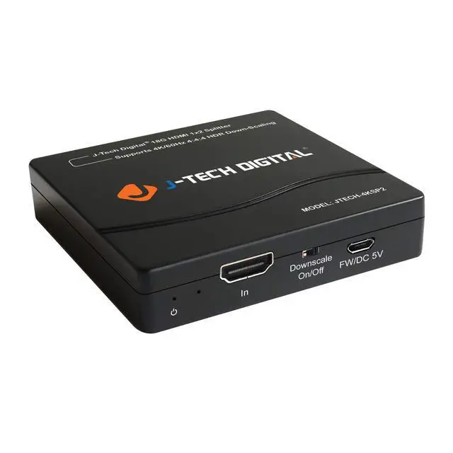 Alt view image 13 of 14 - HDMI Splitter 1 in 2 Out 4K 60Hz Multi-Resolution Output (MRO) HDMI 2.0 Splitter Supports Downscale HDR HDR10 / Dolby Vision 4K@60Hz 4:4:4 HDCP2.3 2.2 (JTECH-4KSP2)