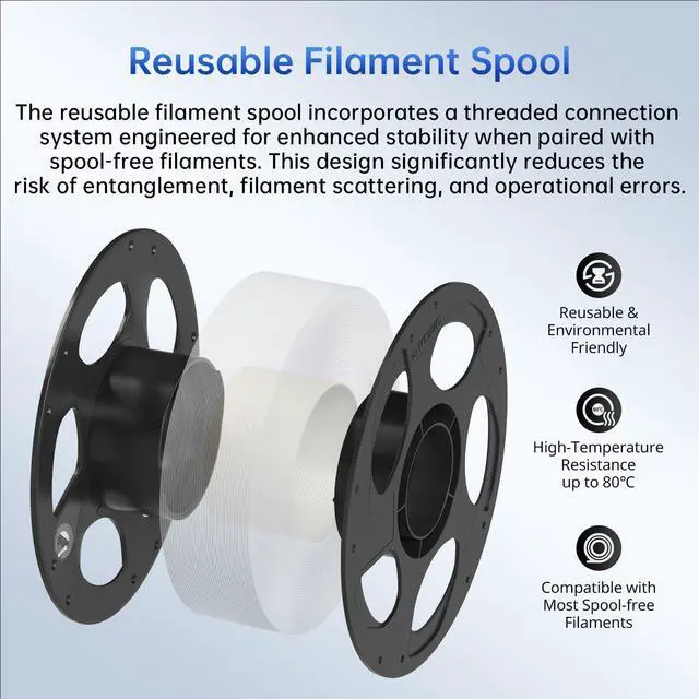 Alt view image 13 of 14 - High Speed 3D Printer Filament 1.75mm Bundle, Rapid PLA Filament with High Prints Quality, Dimensional Accuracy +/- 0.02mm, 1KG Reusable Spool, 2KG Pearl Black+Bright White
