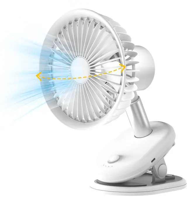 Alt view image 10 of 12 - Clip On Usb Fan Oscillating For Bed,5000mAh Battery Operated Fan For Desk,Mini Rechargeable Small Fans Portable for Office Stroller Bedroom and Camping(white)
