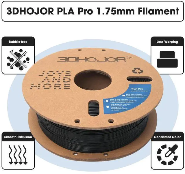 Alt view image 8 of 12 - PLA Pro (PLA+) Filament 1.75mm 3D Printing Filament Bundle 1kg*2 (4.4lbs) Dimensional Accuracy +/- 0.03 mm-2 Pack Black+Cold White