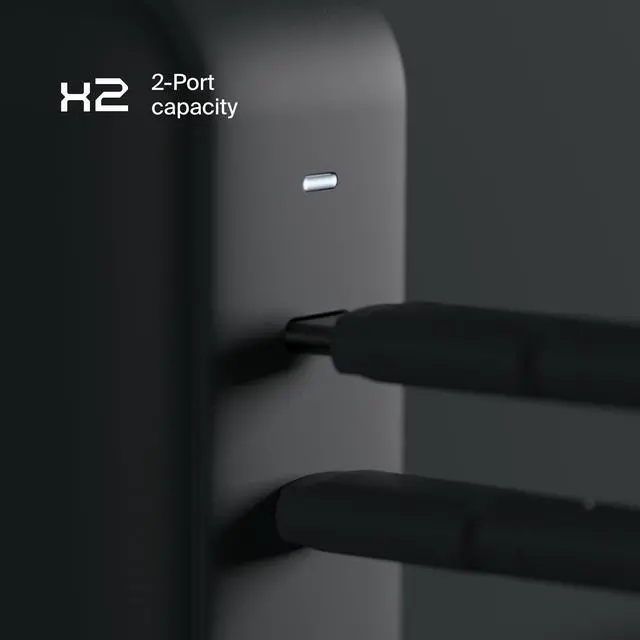 Alt view image 11 of 14 - 45W Fast Charging Power Adapter for iPhone 17/16/15/14/13/12/11/X, Galaxy S24 Ultra/S23 & More - GaN, PD 3.0, PPS, USB-C × 2, Clemm Gray