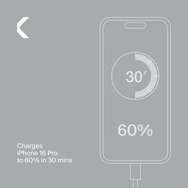 Alt view image 13 of 14 - 45W Fast Charging Power Adapter for iPhone 17/16/15/14/13/12/11/X, Galaxy S24 Ultra/S23 & More - GaN, PD 3.0, PPS, USB-C × 2, Clemm Gray