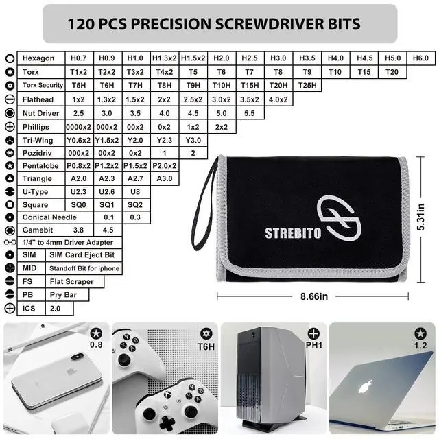 Alt view image 9 of 14 - Precision Screwdriver Set 142-Piece Computer Tool Kit Magnetic Screwdriver Set Laptop Screwdriver Kit Electronic Repair Kit Tech Toolkit for PC, Phone, Macbook, Nintendo, PS4, Xbox Controller