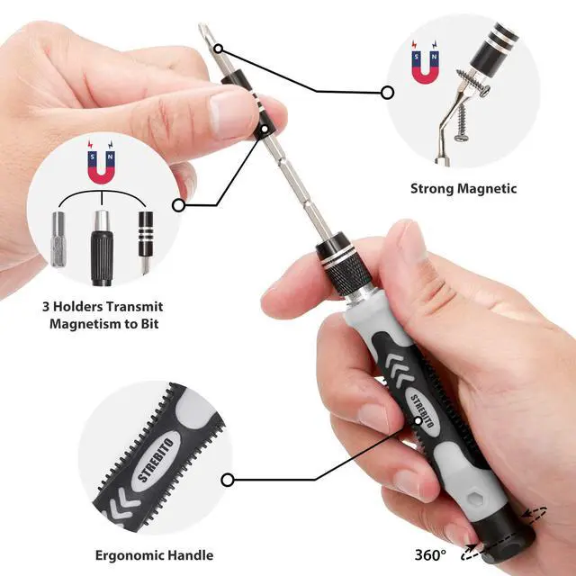 Alt view image 10 of 14 - Precision Screwdriver Set 142-Piece Computer Tool Kit Magnetic Screwdriver Set Laptop Screwdriver Kit Electronic Repair Kit Tech Toolkit for PC, Phone, Macbook, Nintendo, PS4, Xbox Controller