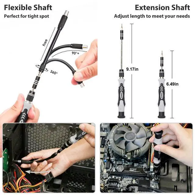 Alt view image 11 of 14 - Precision Screwdriver Set 142-Piece Computer Tool Kit Magnetic Screwdriver Set Laptop Screwdriver Kit Electronic Repair Kit Tech Toolkit for PC, Phone, Macbook, Nintendo, PS4, Xbox Controller