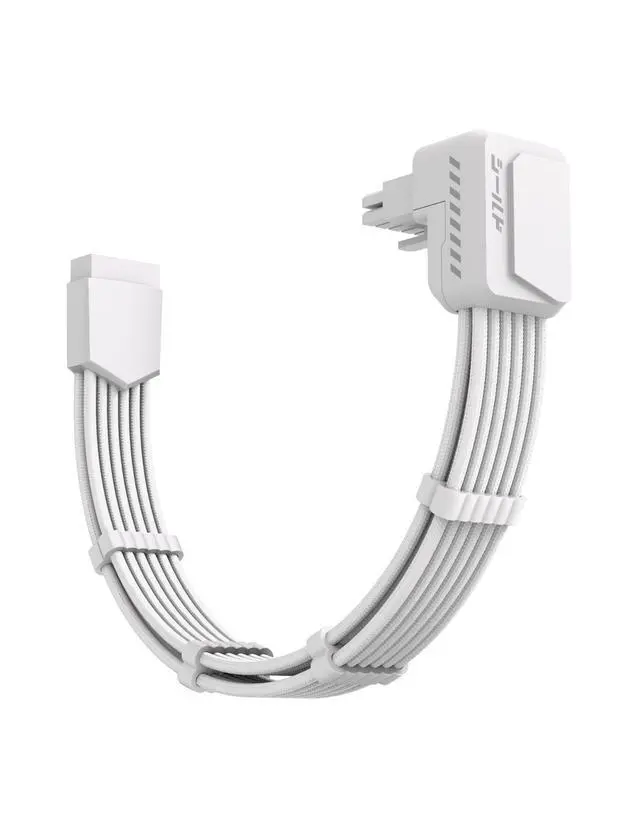Alt view image 8 of 14 - 5.1 GPU Extension Cable with 90 Degree 12V-2x6 Angle Adapter,16pin (12+4) 12VHPWR PCIe 5.1 PSU Cable Extension for RTX 40/50 Series with Combs-Reverse Type-White