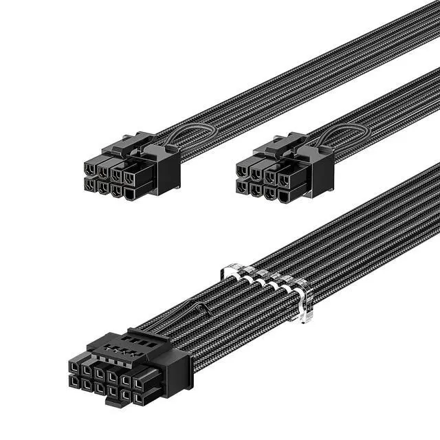 Alt view image 8 of 14 - PCIe 5.0 Power Cable 70cm - 16pin (12+4) 12VHPWR Connector for RTX 5070 Ti 4070 4080 4090 to 2x8pin (6+2) PCI-e Male Plugs GPU Sleeved Cord for ASUS EVGA Seasonic Modular Power Supply