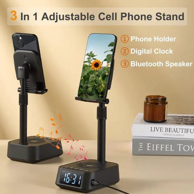 Alt view image 9 of 14 - Gifts for Men Women, Adjustable Phone Stand Bluetooth Speaker, Birthday Gifts Him Husband, Phone Holder for Kitchen Desk Bedroom, Cool Tech Gadget for Dad Mom Boyfriend, Christmas Ideal