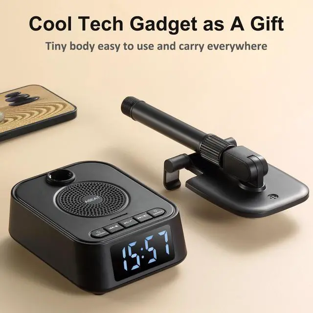 Alt view image 11 of 14 - Gifts for Men Women, Adjustable Phone Stand Bluetooth Speaker, Birthday Gifts Him Husband, Phone Holder for Kitchen Desk Bedroom, Cool Tech Gadget for Dad Mom Boyfriend, Christmas Ideal