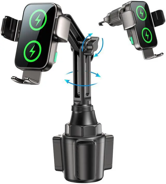 Alt view image 8 of 14 - Dual Coil 15W Cup Phone Holder Mount,Wireless Car Charger Auto-Clamping Fast Charging Vent Phone Holders for Your Car for iPhone 17/16/15,Samsung Flip S25 S24 S23 S22 Ultra