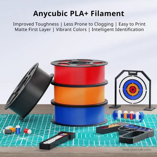Alt view image 9 of 14 - PLA Plus (PLA+), 3D Printer Filament 1.75mm Bundle, High Toughness, Dimensional Accuracy +/- 0.02mm, Print with Most FDM 3D Printers, 1KG Reusable Spool, 2kg, Black + Black