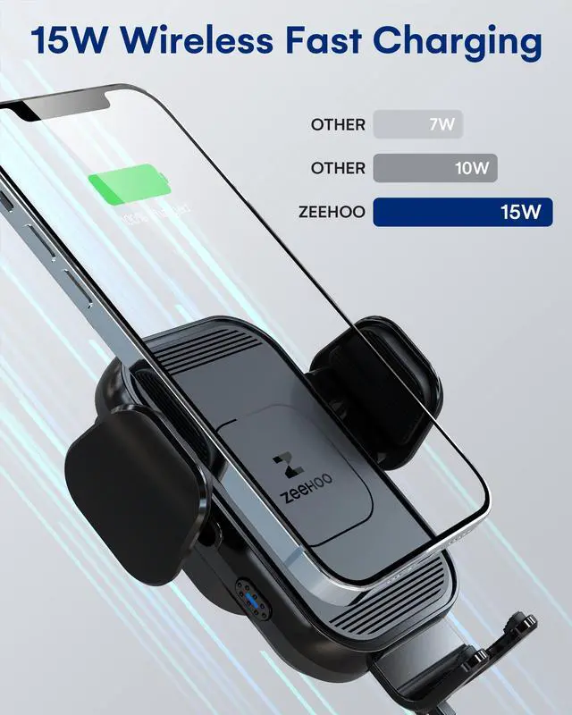 Alt view image 9 of 14 - Wireless Car Charger, 15w Fast Charging, Auto Clamping Car Phone Mount, Cell Phone Holder Charger, for iphone17 16 15 14 13 12 11 Pro Max Xs, Etc. (Black)