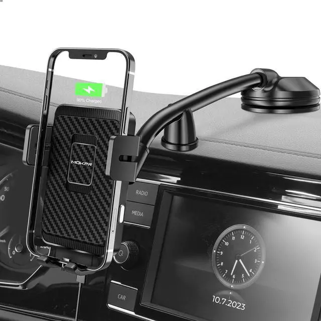 Alt view image 7 of 12 - Wireless Car Charger, 15W Fast Charging Car Mount Auto-Clamping Car Charger, Dashboard Windshield Phone Holder Compatible with iPhone 16 15/14/13/13 Pro/12 Pro12/11/X, Samsung S23/S22/S10/S9/S8