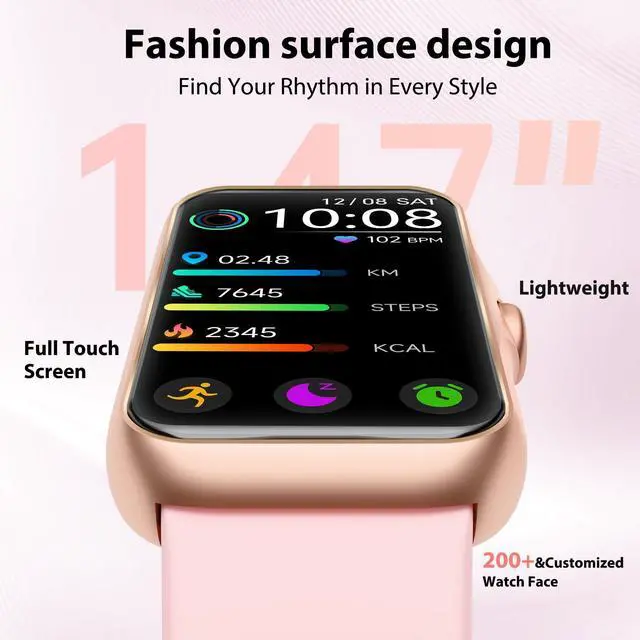 Alt view image 8 of 12 - Fitness Tracker with 24/7 Continuous Heart Rate, Blood Oxygen Monitor, Smart Watch with Sleep Monitor, IP68 Waterproof Activity Tracker Step Counter for Women Men (Pink)
