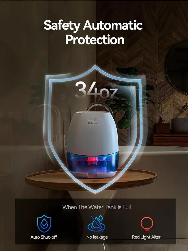 Alt view image 12 of 14 - Dehumidifiers for Home, 34 oz Small Dehumidifier for Room, Quiet Dehumidifiers for Bathroom, Bedroom, RV, Closet with Auto Shut Off, 7 Colors Night Light